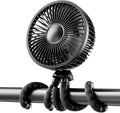 Gaiatop Oscillating Baby Stroller Fan with LED Lights, Rechargeable Black | 4-Speed Quiet Cooling, 4.6 In, Battery Operated, 360° Rotate Clip On Small Portable Fans for Car Seat Crib Treadmill Travel by GAIATOP