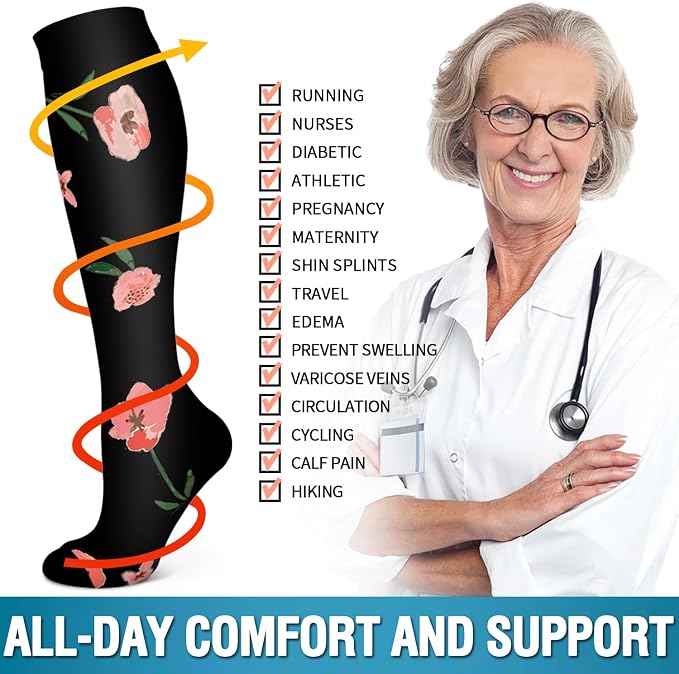 6 Pack Copper Compression Socks for Women and Men Circulation-Best Support for Medical,Running,Nursing,Athletic - Image 6