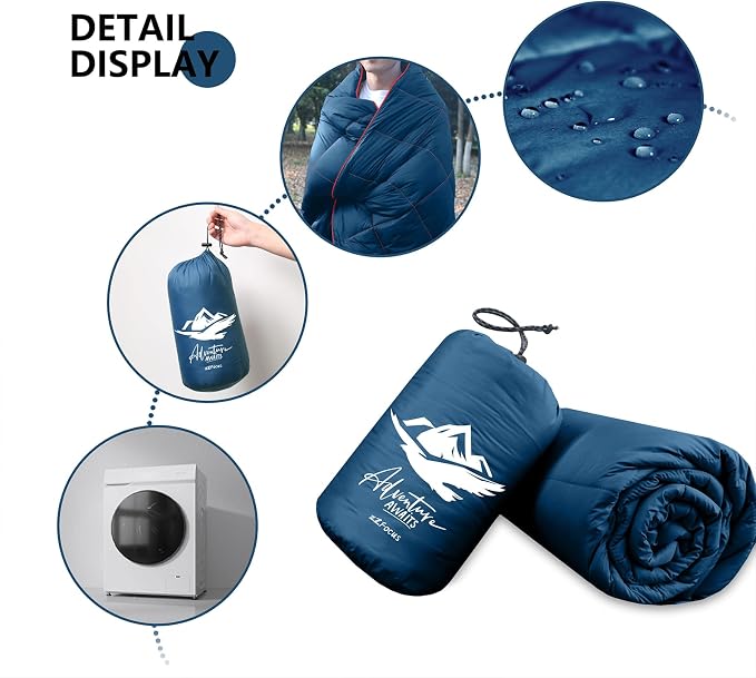 Camping Blanket,Lightweight Puffy Blanket Packable Down Alternative Throw Blanket Waterproof Windproof for Outdoors, Travel, Beach, Airplane, Hiking - Image 8