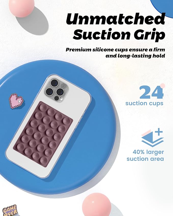amBand Magnetic Suction Phone Mount for MagSafe Case, Silicone Cup Sticky Grip Holder for iPhone, Removable Hands-Free Selfie/Video for TikTok Influencers, Women Gift, Smoke Violet - Image 4