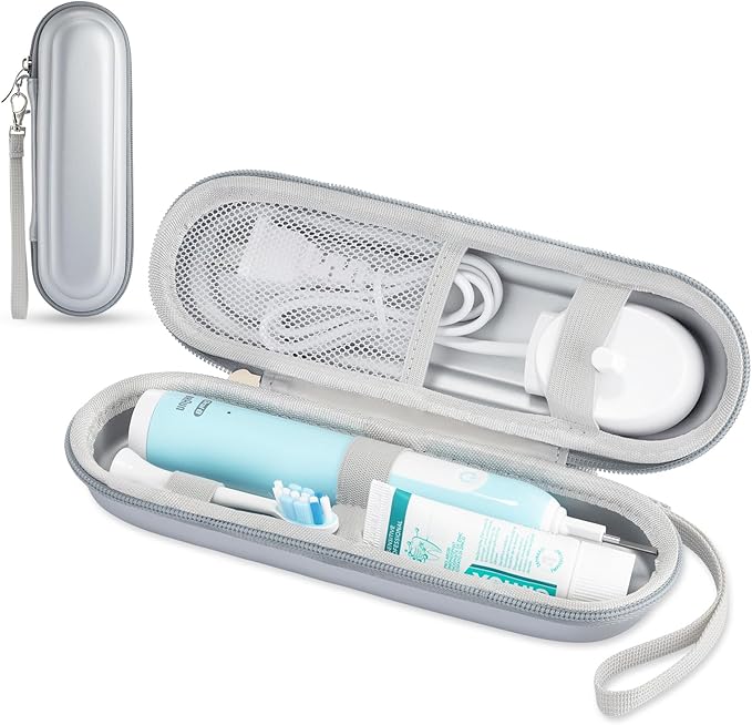 Toothbrush Travel Case for Oral B/Oral-B Pro 1000 1500 5000 7000 & Philips Sonicare 4100 1100 5300 5100 6100/iO Electric Toothbrush, Hard Protective Storage Bag (Silver-2) by TYSORETY