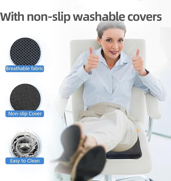 Travel Seat Cushion for Comfort Foldable Airplane Seat Cushion for Airpline, Truck, Stadium, Office,Wheelchair (Black) - Image 4
