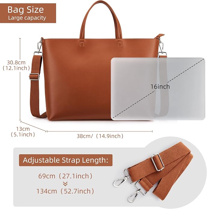KALIDI Tote Bag Zipper Shoulder Bag Vegan Leather Purses Satchel for Women | Large Casual Handbag for Work Commuting Dating College Everyday - Image 6