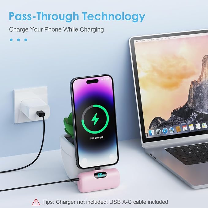 Mini Portable Charger USB C Power Bank,Upgraded 5000mAh PD Fast Charging Battery Pack Built-in USB-C Connector Travel Essential for iPhone17/17Pro/17Pro Max/Air/16 Plus/16Pro Max/15 Series,Android etc - Image 6