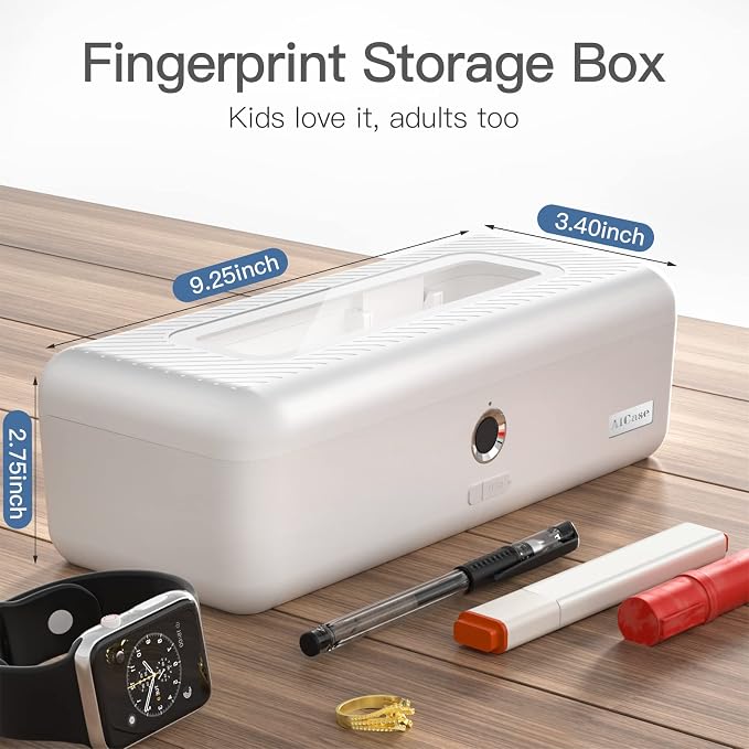 AICase Biometric Fingerprint Storage Box Money Jewelry Safe Multifunction Cash Office College School Gift for Adults Teens Girls Boys - Image 5