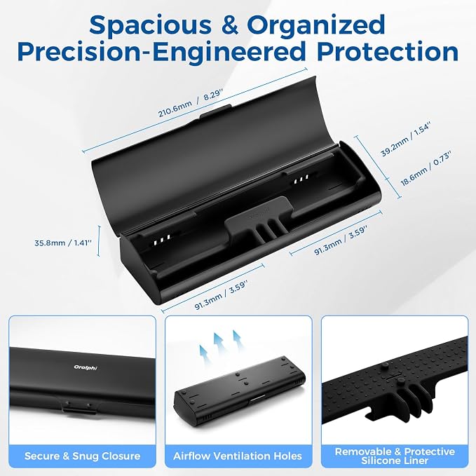 Aluminum Electric Toothbrush Travel Case, 2 in 1 Travel Toothbrush Holder for Oral B/Oral-B Pro 1000 1500 5000 and Most Electric Toothbrush for Traveling, Removable Silicone Liner-Black - Image 4