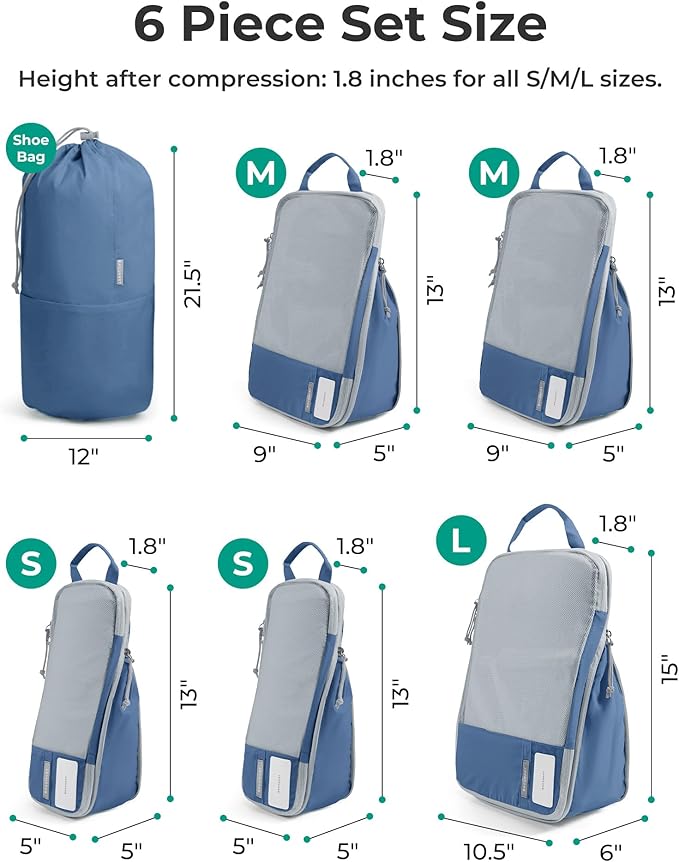 BAGSMART Compression Packing Cubes for Travel Essentials | 14 Set /6 Set /4 Set/2 Set, Lightweight, Durable - Image 3