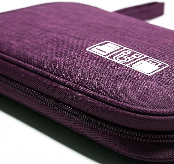 Yamrots Travel Cable Organizer, Electronic Organizer Travel Case, Portable Storage Bag for SD Card, Charger, Power Bank, Earphone (Purple) - Image 3