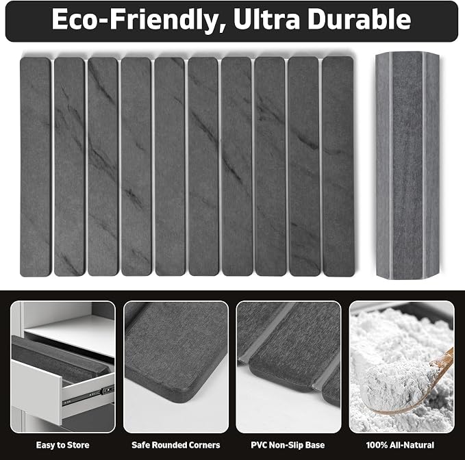 Large Stone Dish Drying Mat for Kitchen Counter, Quick Dry Dish Drying Mats, Foldable Absorbent Diatomaceous Earth Mats for Plate Rack Bottles Cups, Match Any Countertop (Gray Marble 24"×16" & 8"x4") - Image 5