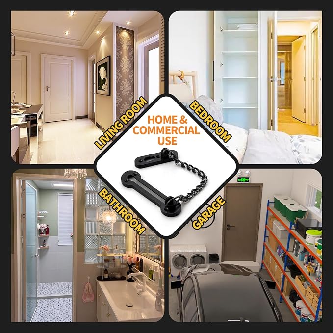 Screen Door Latch – Heavy Duty 304 Stainless Steel Apartment Security Lock, French Door Lock, Storm Door Latch, Child Proof & Anti-Break-in Protection (Black) - Image 3