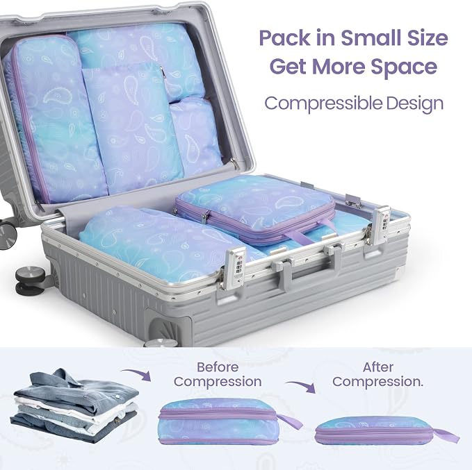 Cambond Compression Packing Cubes for Travel - Luggage Suitcase Organizer | Compression Zip Design for Space-saving, Expandable, Lightweight, Keep Clothes Sorted, Luggage Space Tidy, Carry on Pack Fast - Image 5