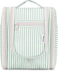 Narwey Small Striped Hanging Travel Toiletry Bag for Women, Travel Bag for Toiletries, Makeup Bag Organizer Cosmetic Bags Make Up Bags for Women (Mint Green Stripe) by Narwey