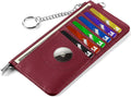 RFID Blocking Slim Credit Card Holder Wallet with Zipper Money Pocket & Keychain, Slim Airtag Wallet for Men Women by Ecovision