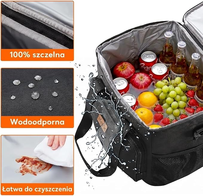 Lifewit Medium Lunch Bag Insulated Lunch Box Soft Cooler Cooling Tote for Adult Men Women, Black 48-Can (33L) - Image 4