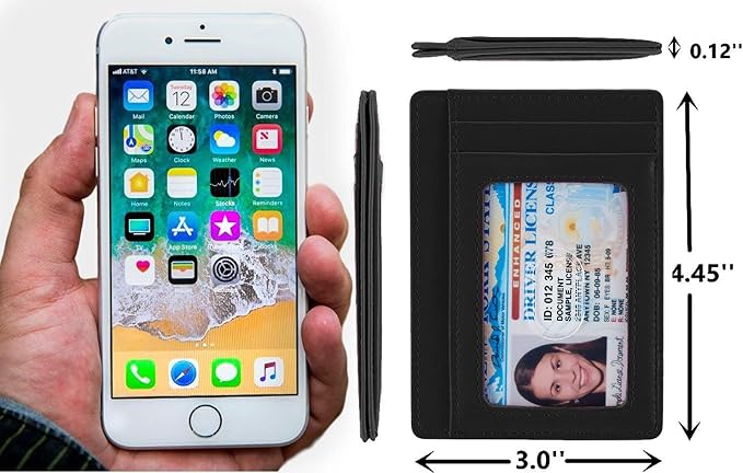 KALMORE Genuine Leather Front Pocket Slim Wallet Credit Card Holder with ID Window - Image 4