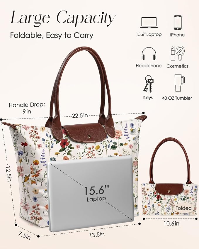 Miss Adola Aesthetic Nylon Tote Bag for Women | Lightweight, Foldable, Waterproof, Large Capacity for Travel, Work, Teacher - Image 3