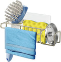 HapiRm Sink Caddy Sponge Holder - No Drill Sponge Holder for Kitchen Sink, Rustproof and Waterproof Kitchen Organizer - Brushed Nickel（8.65 * 3.54 * 2.36 in） by HapiRm