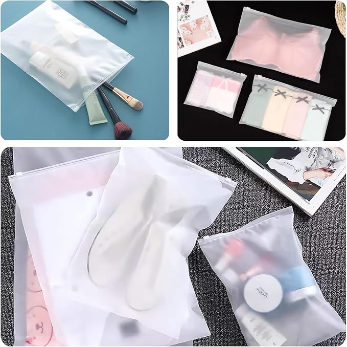 25 Pcs Plastic Travel Storage Bags,Reusable Ziplock Bags,Plastic Hospital Bag,Frosted Nonporous Waterproof Ziplock Bags for Clothes,Maternity,Shoes, Cosmetics,5 Sizes - Image 5