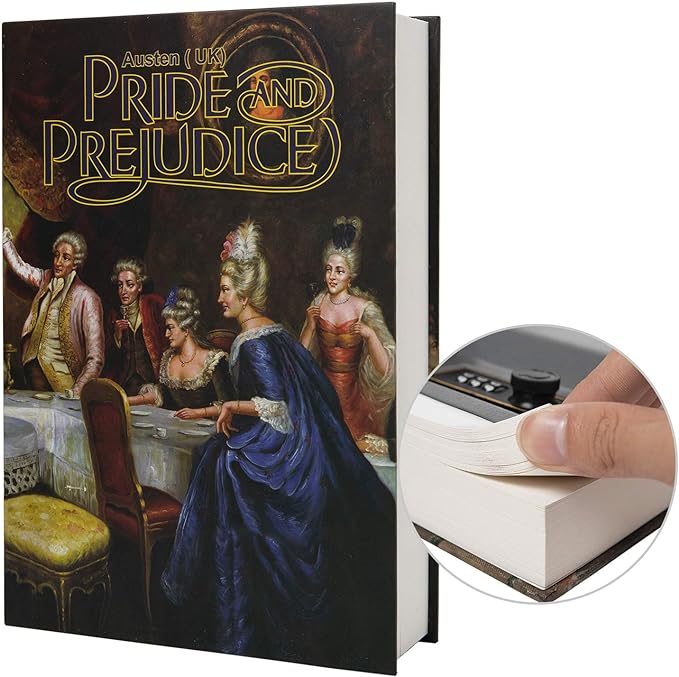 Real Paper Transfer Book Safe, Hollow with Secret Hidden Compartment, Combination Lock, 8.7"×6"×2" (Pride and Prejudice-Combination) by PACOLO