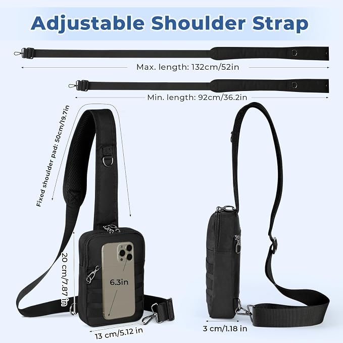 Anti Theft Sling Bag Tactical Small Shoulder Chest Crossbody Bag for Men Women with Zipper Lock RFID Blocking - Image 7