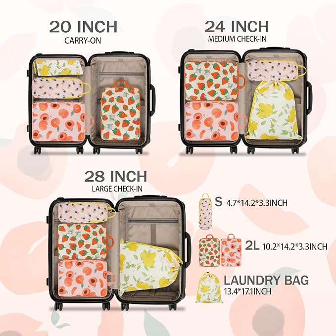 4 Pcs Compression Packing Cubes for Travel, Waterproof Luggage Organizer Washable Storage Bags Set - Packaging Cubes for Backpack Travel and Carry-Ons - Image 2
