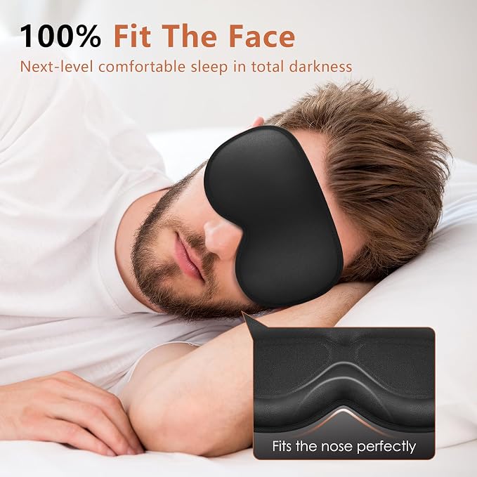 Sleep Mask for Side Sleeper Women Men, Eye Mask for Sleeping Light Blocking, 3D Contoured Cup Sleeping Mask, Soft Breathable Sleep Eye Mask with Adjustable Elastic Strap for Travel - Image 5
