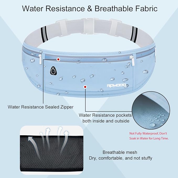 Fanny Pack for Men, Slim Running Belts Waist Pack for Women, Blue | Water Resistant Runner Belt, No Bounce & Lightweight, Running Waist Belt for Phone Card Key, Phone Holder for Jogging Workout - Image 5