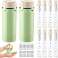 2 Pack 4 in 1 Travel Dispenser with 30ml Travel Bottles and Label Refillable & Leak Proof Portable Toiletry Containers with Locks for Shampoo Lotion Conditioner Cream (Green) by Domensi
