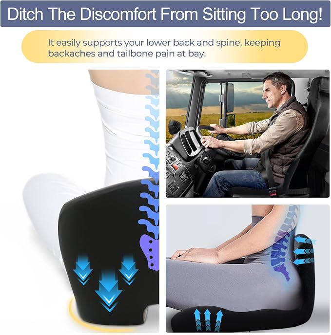 Seat Cushion with Lumbar Support Pillow, Back and Seat Cushion for Office | Ergonomic L-Shaped Car Seat Cushion for Cars, Wheelchairs, Truck Seat Cushion for Sciatica & Lower Back Pain Relief - Image 6