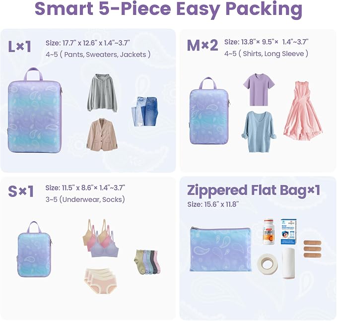 Cambond Compression Packing Cubes for Travel - Luggage Suitcase Organizer | Compression Zip Design for Space-saving, Expandable, Lightweight, Keep Clothes Sorted, Luggage Space Tidy, Carry on Pack Fast - Image 3