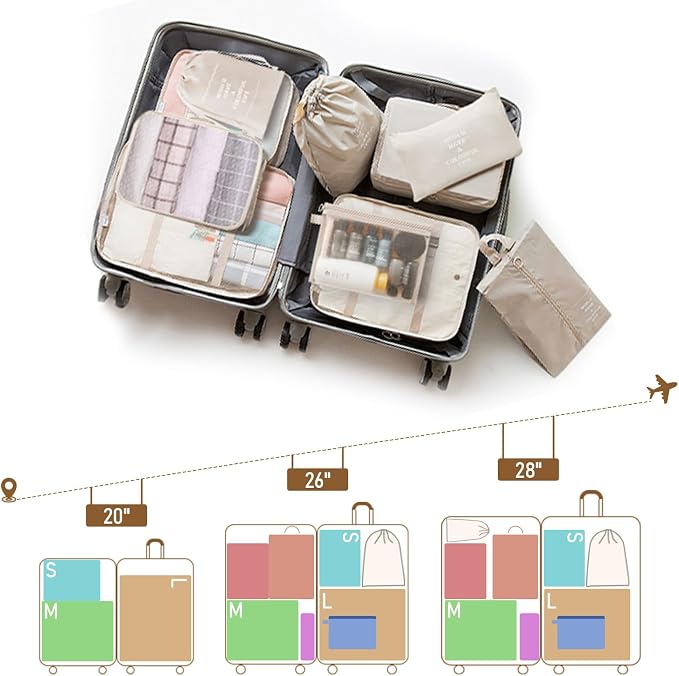 Packing Cubes for Travel- 8 Set Luggage Organizer Bags for Family, Mesh Breathable Travel Packing Cubes for Suitcases Durable Travel Essentials Bags Set (Beige, 10 Set) - Image 8