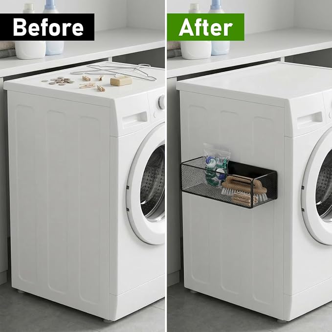 2 Pcs Magnetic Basket For Fridge | Kitchen Magnetic Storage Bin Box Containers Locker Organizer for Pegboard Refrigerator Kitchen Home Whiteboard(Black) - Image 5