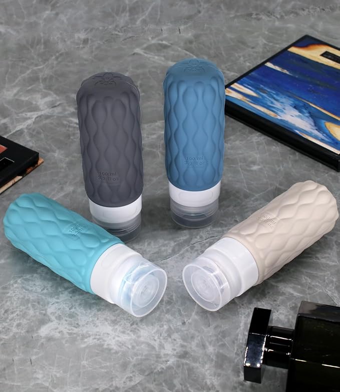 3.4oz Silicone Travel Bottles for Toiletries Refillable Liquid Accessories | for Shampoo and Conditioner, TSA Approved Leakproof Squeeze Bottles Travel-friendly with Labels/Clear Bag - Image 7