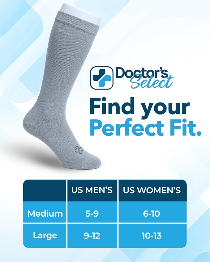Doctor's Select® Bamboo Viscose Light Compression Socks for Women & Men - 3 Pairs, 8-15 mmHg Compression Socks, Knee High - Image 7