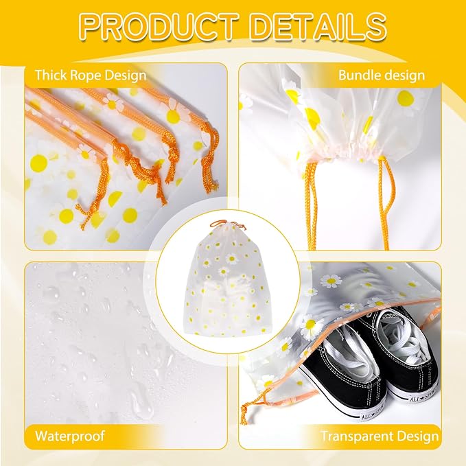 Shoe Bags for Travel, Waterproof Drawstring Shoe Bags for Packing | 15.7" x 11.8" Large Dustproof Portable Travel Shoe Storage Bags Travel Essentials Women - Image 3