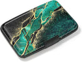 Credit Card Holder, Mini Aluminum Card Wallet RFID Blocking Slim Metal Hard Card Case for Women Men, Green Black Marble by Atufsuat
