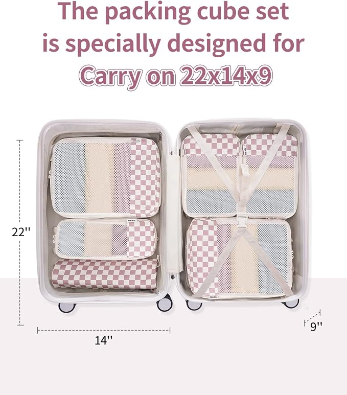 Narwey 6 Set Compression Packing Cubes for Travel Women Men, Travel Cubes for Carry On Suitcase, Durable Compression Luggage Organizer Bags - Image 2