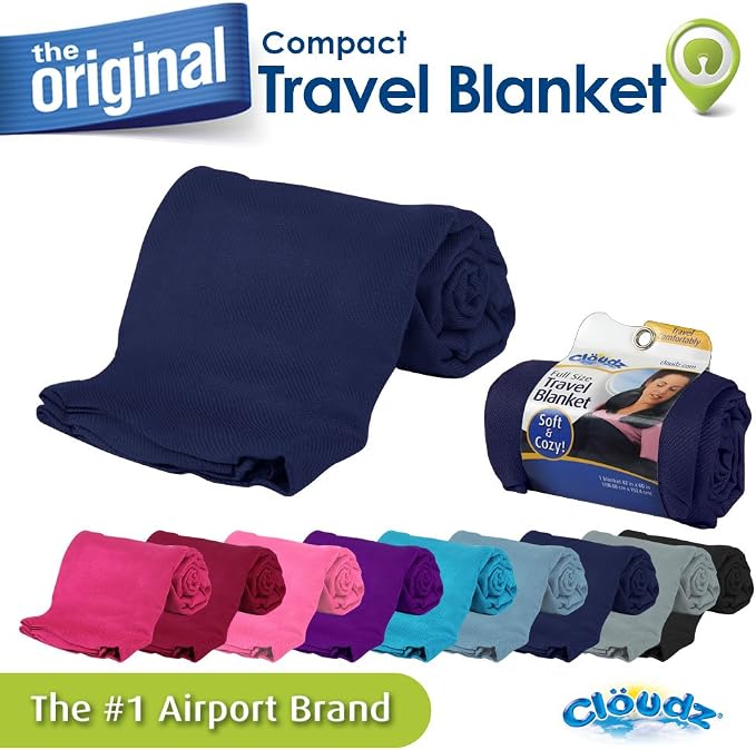 Cozy Compact Airplane Travel Blanket for Your Flight, Car, Camping, Home or Comforting Warmth Anywhere! - Navy - Image 2
