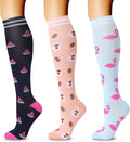 20-30mmHg Graduated Compression Socks for Men & Women – 3 Pairs, Calf Length, Medical Grade Circulation Support for Running, Travel, Nurse, Pregnancy – L/XL (Fits Calf 14-19") by QZLKNIT