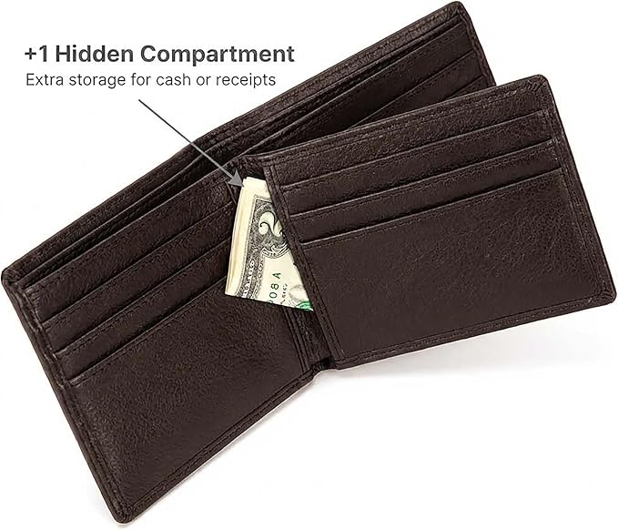 Extra Capacity Bifold Wallet for Men - RFID Blocking Genuine Leather Wallet - Image 5