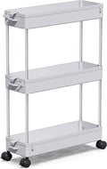 SPACEKEEPER Slim Rolling Storage Cart, 3 Tier Bathroom Cart Organizer, Gray | Narrow Rolling Cart with Wheels for Kitchen Office Bathroom Laundry Room,Mobile Utility Cart for Craft Art Makeup Nail Polish by SPACEKEEPER