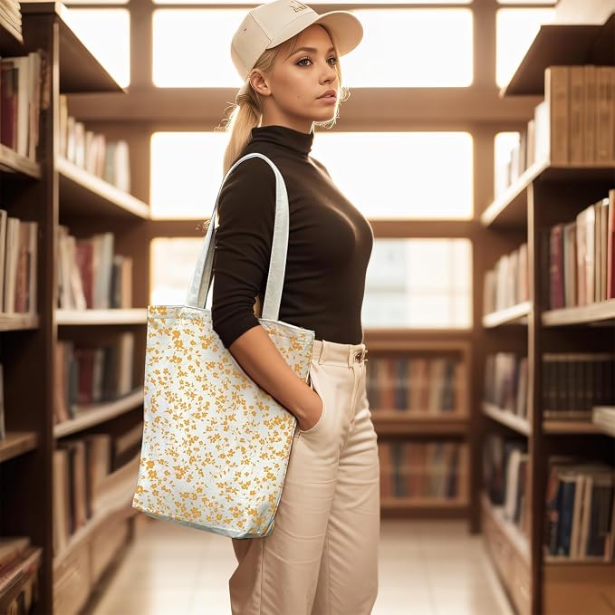 itgowisa Canvas Tote Bag for Women, Tote Bag with Zipper Inner Pocket, Zippered Canvas Bag for Shopping Work Grocery Everyday - Image 3