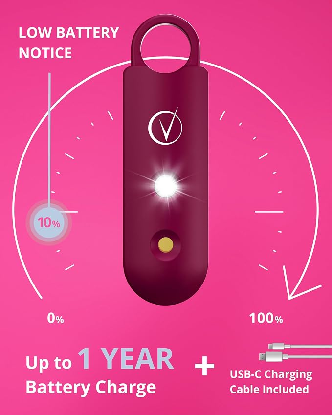 Vantamo Personal Alarm for Self Defense with Low Battery Notice, Strobe Light & Extra Loud 130 dB Double Speakers Safety Keychain Set for Women, Rechargeable Panic Button for Womens Self Defense - Image 5