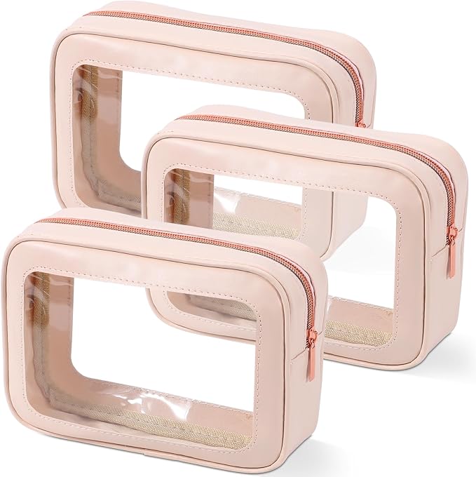 YOPCDJ 3Pack Clear Toiletry Bag,TSA Approved Travel Makeup Pouch with Zipper for Cosmetics and Toiletries，Diaper Bag Organizer Pouch Set，Women's Purse Organizer and Clear Car Bag by YOPCDJ