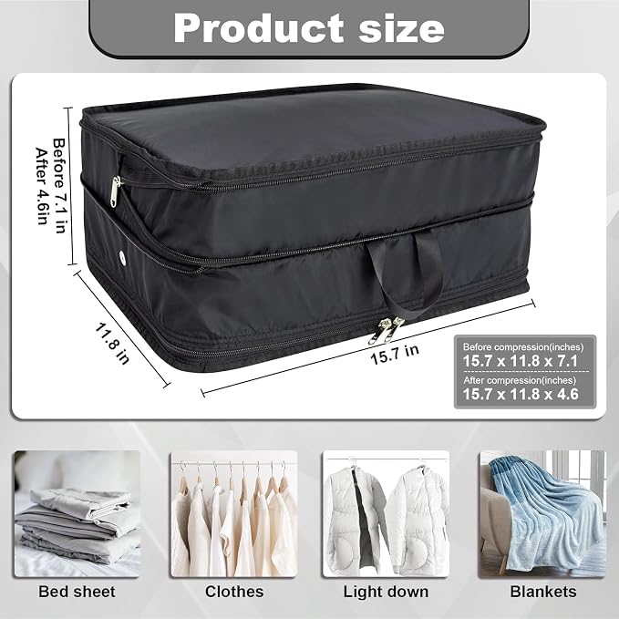 Packing Cubes for Travel Packing Organizers Compression Travel Cubes, Black | Compression Packing Cubes Luggage Suitcase Organizer Bags Compression Bags for Travel Accessories - Image 3