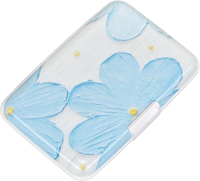Mini RFID Aluminum Wallet Credit Cards Holder Business Card Case Metal ID Case for Men Women(Cerulean Flower) by ELFISH