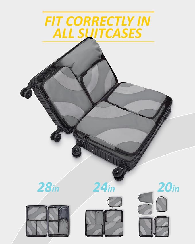 BAGSMART Compression Packing Cubes for Travel | Lightweight suitcase organizers bag set, space-saving double zipper expansion for carry-on luggage & travel organization - Image 3