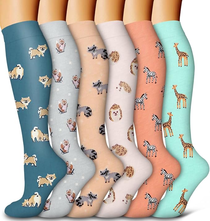 6 Pack Copper Compression Socks for Women and Men Circulation-Best Support for Medical,Running,Nursing,Athletic by Bluemaple