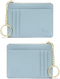 Valentoria Slim RFID Blocking Card Holder Small Pocket Wallet Keychian Zipper Coin Purse Mini Cash & Coin & Cards Case for Women Men | Slim by VALENTORIA