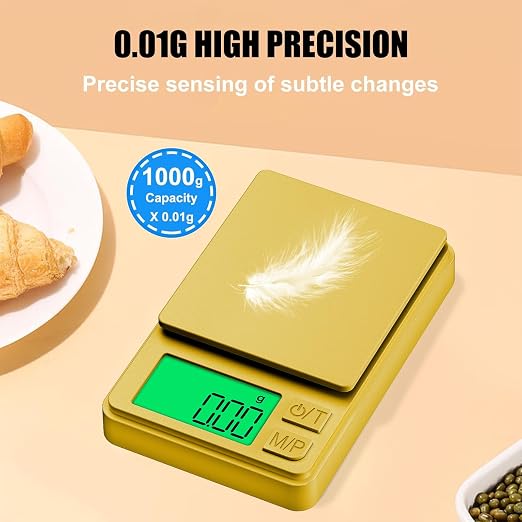 1000g Gram Scale, Diyife 0.01g Precision Pocket Scale with Backlit LCD | 7 Units, Protective Cover, Tare Function, Digital Jewelry Scale for Gold, Gem, Battery Included, Gold - Image 6